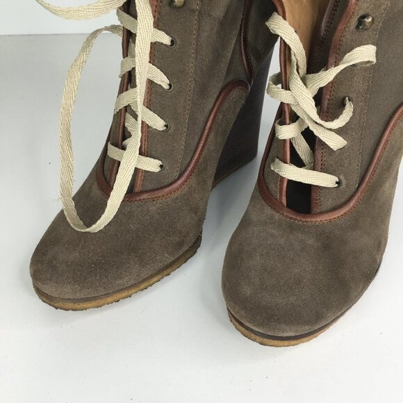 Chloe Suede Sock Heeled Wedge Ankle Boots Size 39 - Picture 3 of 9